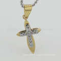 En stock pendentif en or 14k en cristal d&#39;acier inoxydable, simple pendentif croix